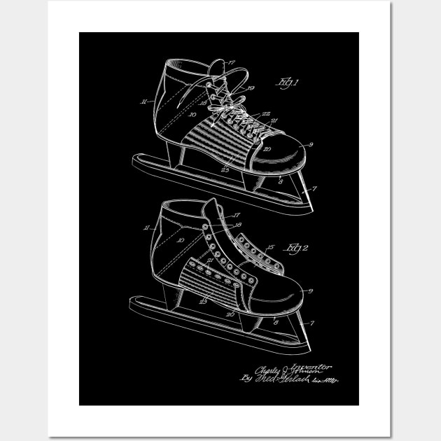 Hockey Shoe Vintage Patent Drawing Funny Novelty Wall Art by TheYoungDesigns